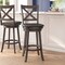 Flash Furniture Felicity Wood Crossback Swivel Bar Height Barstool w/Padded Black LeatherSoft Seat, Gry Wsh Walnut ES-UN1-29-GY-GG - alternate 1